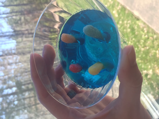 gummy worms in blue jell-o